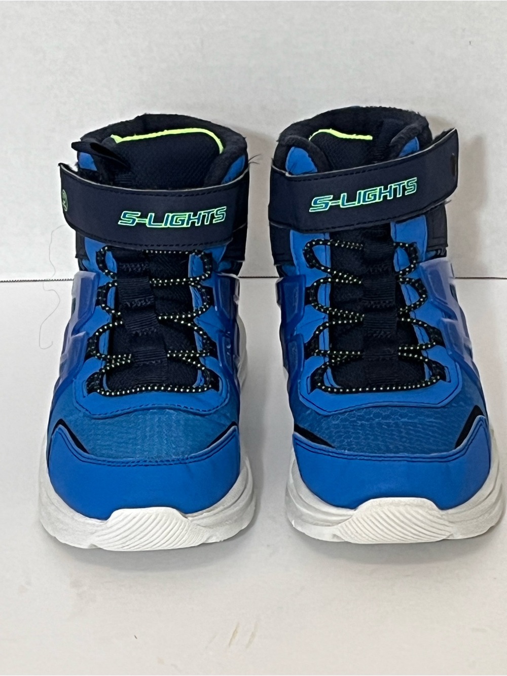 Skechers S-Lights Kids Blue and Black High-Top Sneakers